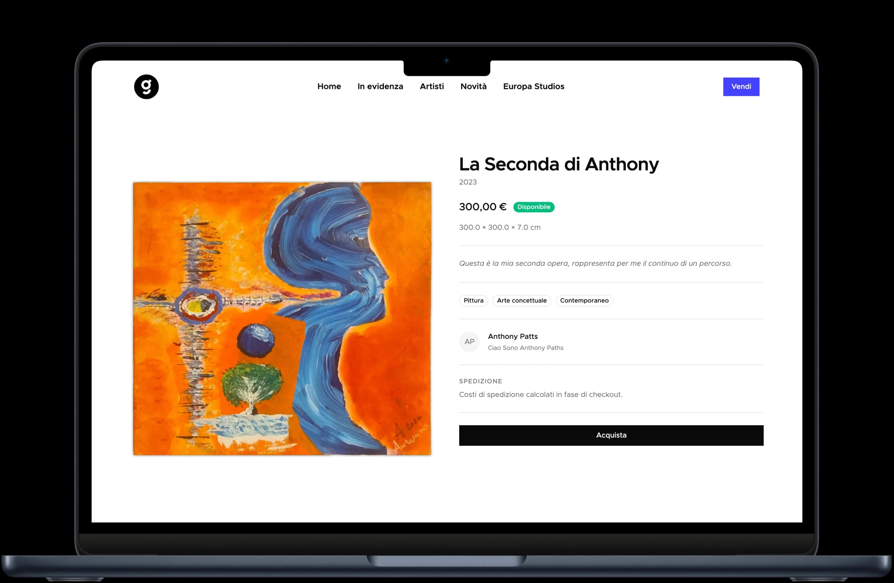 Gallry artwork page preview on desktop